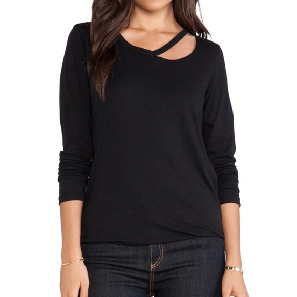 Revolve LNA Waffle Long Sleeve Desert Crew Top T-shirt Cut out Black Size XS - Picture 3 of 14